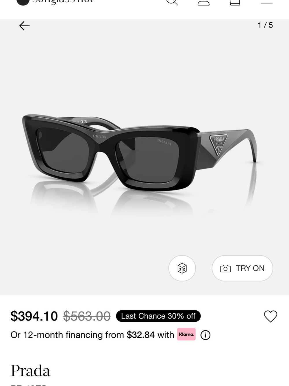 Prada Black Rectangular Logo-Accent Sunglasses